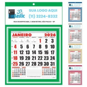 Calendário de Parede Folhinha Comercial 26x18 cm Personalizado