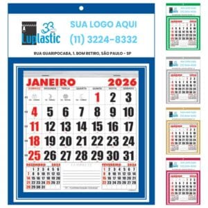 Calendário de Parede Folhinha Comercial 37 x 27 cm Personalizado