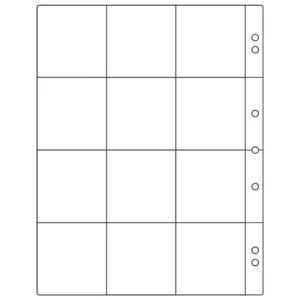 Folha Coleção de 12 Moedas Simples Para Fichário | Envelope Protetor Para Numismática