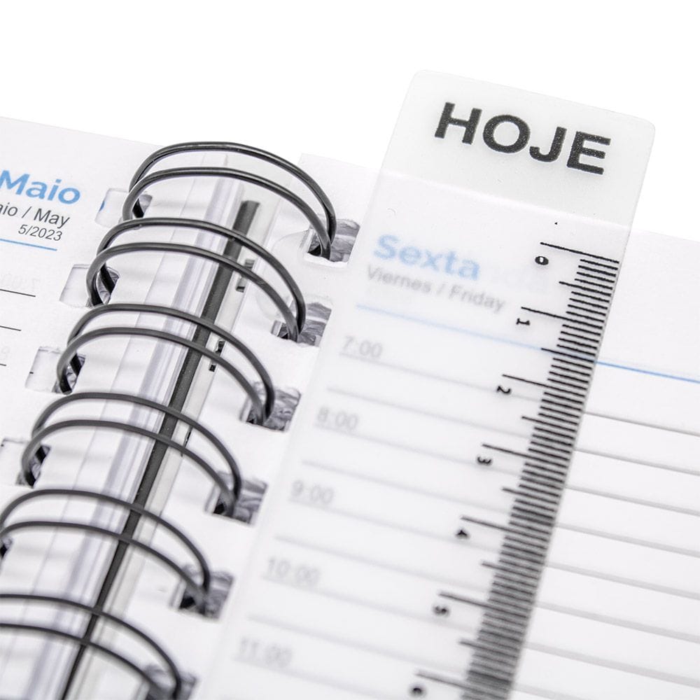 Régua Marcador de Página 18 cm Para Agendas Com Encaixe Para Espiral e Wire-o - Imagem 5