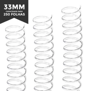 Espiral para Encadernação 33mm para 250 folhas Transparente Cristal Pct de 25 un