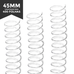 Espiral para Encadernação 45mm para 400 folhas Transparente Cristal Pct de 16 un
