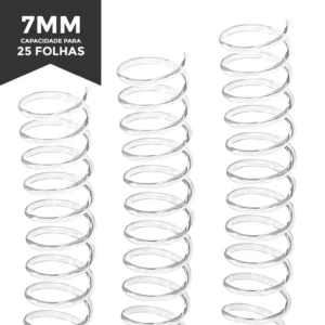 Espiral para Encadernação 7mm para 25 folhas Transparente Cristal Pct de 100 un