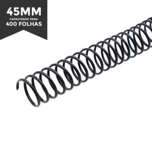 Espiral para Encadernação 45mm para 400 folhas Preto Pct de 16 un