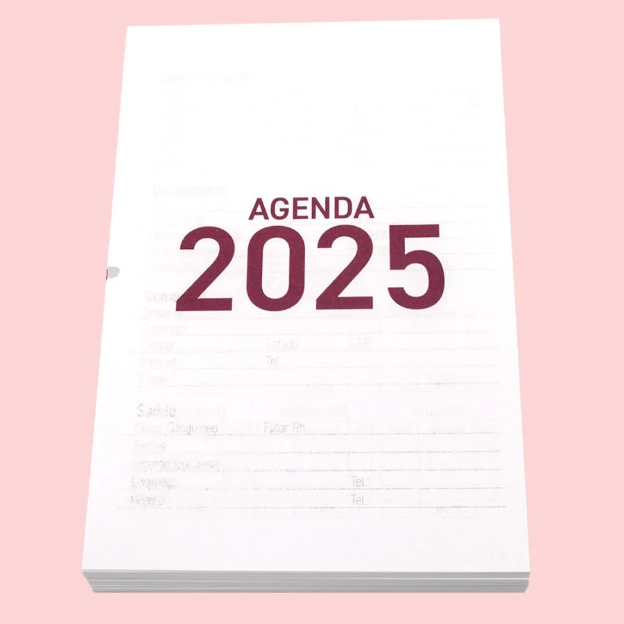 Miolo de Agenda 2025 Cor Vinho 1 dia útil por Página Refilado