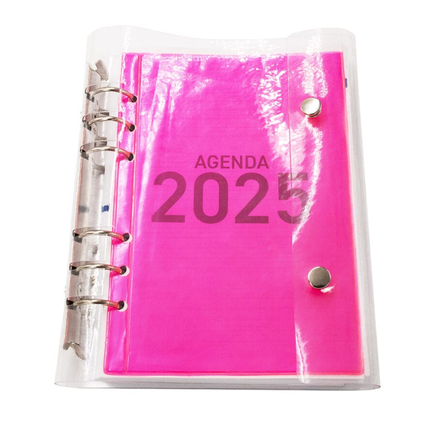 Agenda 2025 Capa Transparente Com 2 Botões de Metal