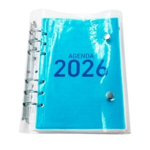 Agenda 2026 Capa Transparente Com 2 Botões de Metal