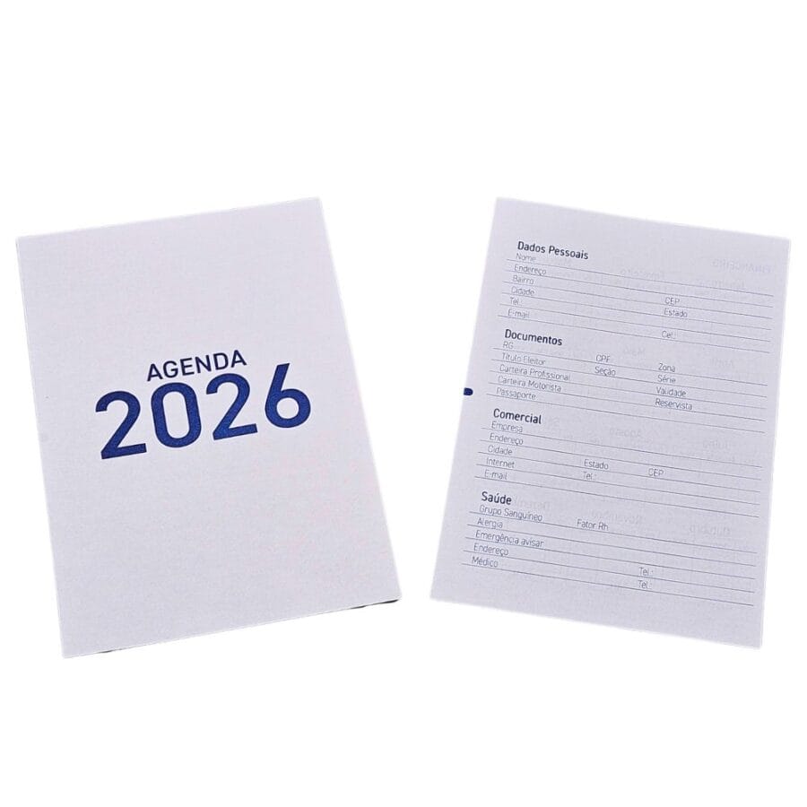 Miolo de Agenda 2026 Azul 1 dia útil por Página Refilado - Imagem 2