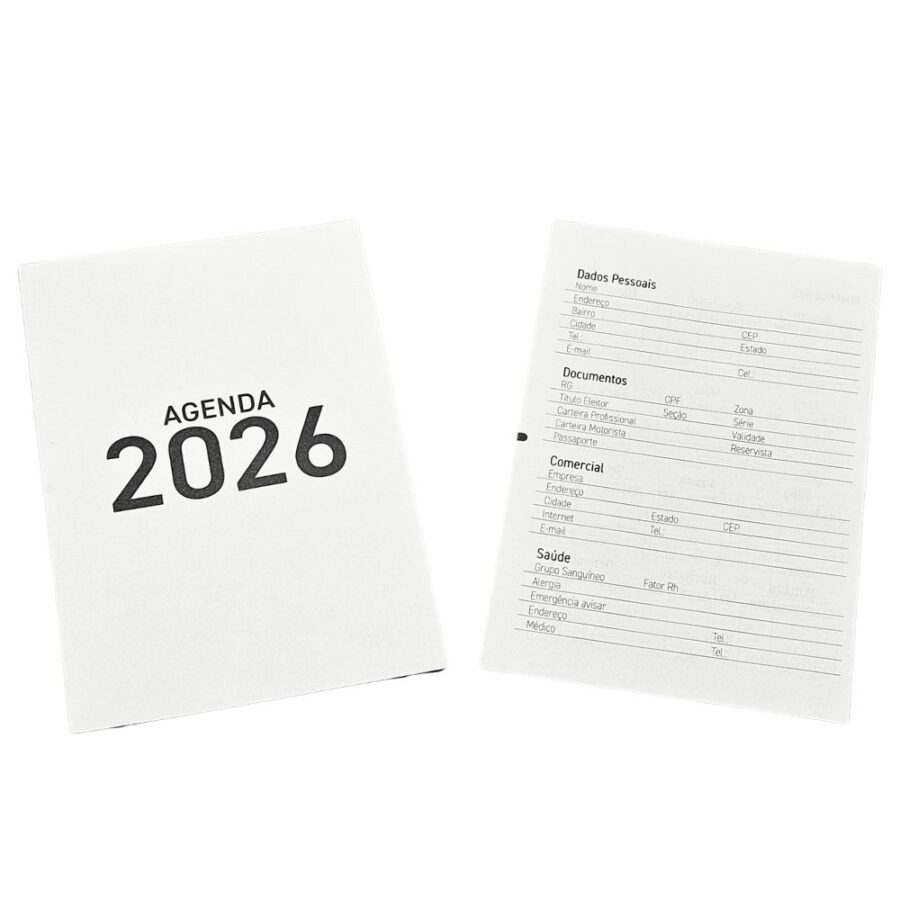 Miolo de Agenda 2026 Cinza 1 dia útil por Página Refilado - Imagem 2