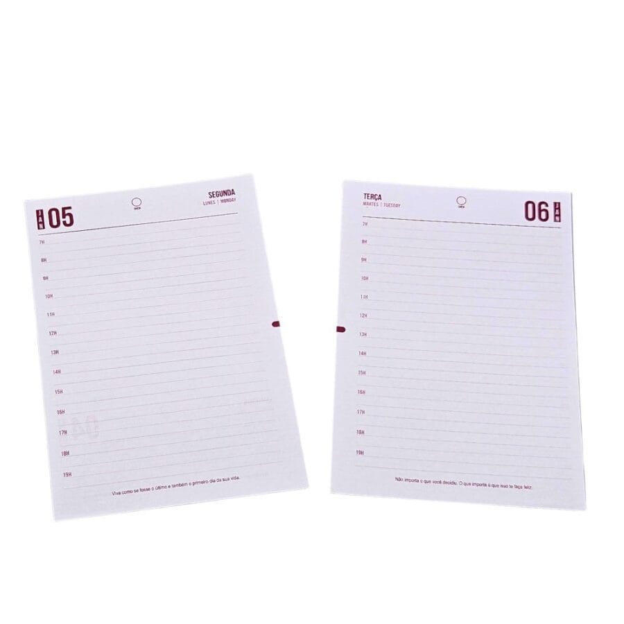 Miolo de Agenda 2026 Vinho 1 dia útil por Página Refilado - Imagem 6