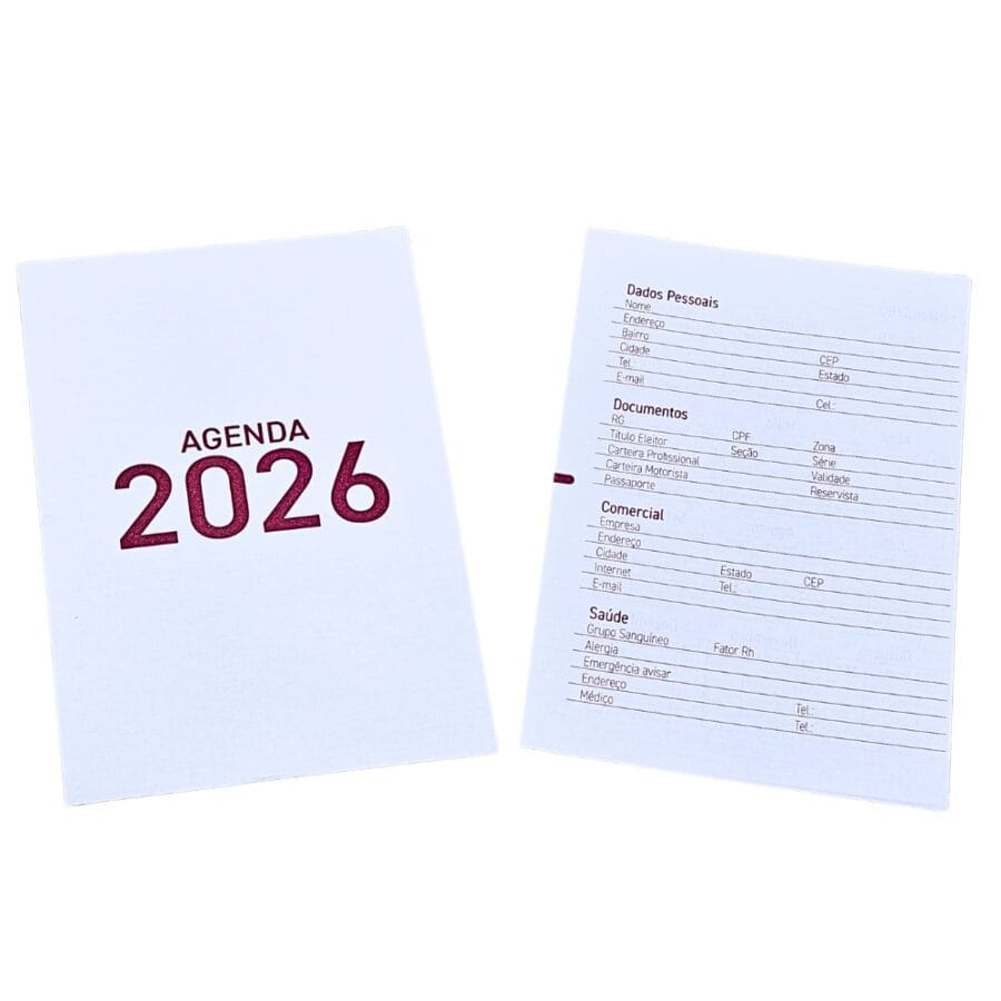 Miolo de Agenda 2026 Vinho 1 dia útil por Página Refilado - Imagem 2