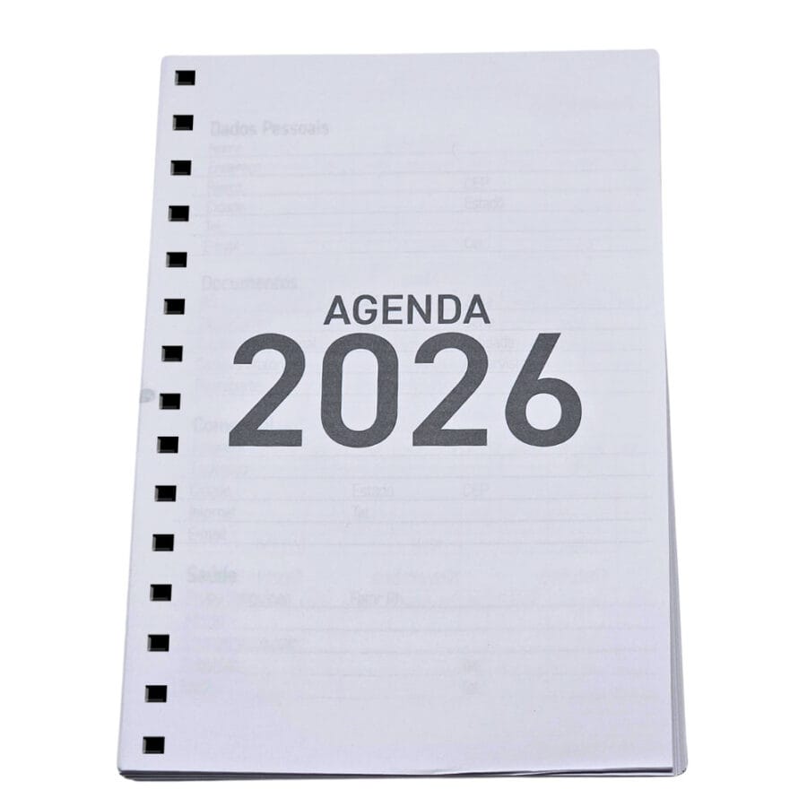 Miolo de Agenda 2026 Cinza 1 dia útil por Página Refilado - Imagem 7