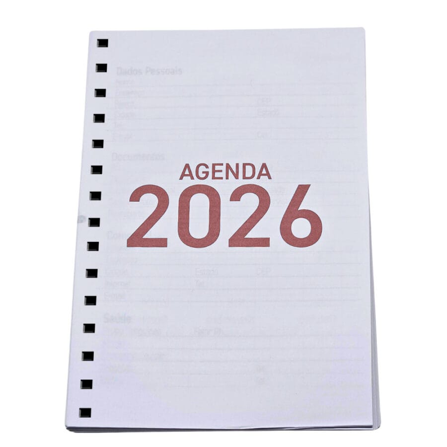 Miolo de Agenda 2026 Vinho 1 dia útil por Página Refilado - Imagem 7