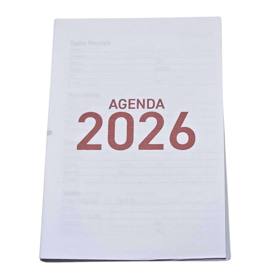 Miolo de Agenda 2026 Vinho 1 dia útil por Página Refilado